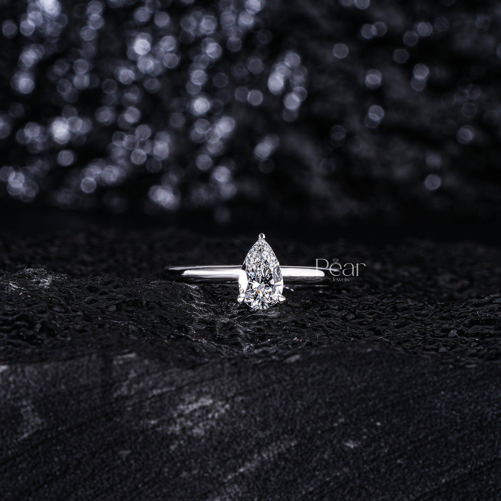 0.6Ct Pear Labgrown Diamond Solitaire Engagement Ring - Pear Jewels