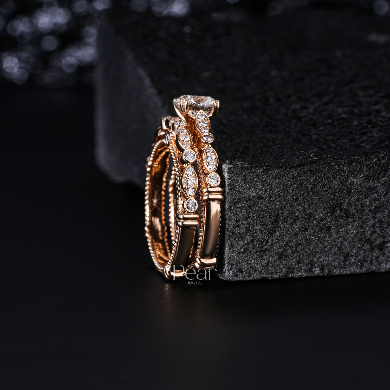 0.75Ct Round Fancy Shape Wedding Band - Pear Jewels