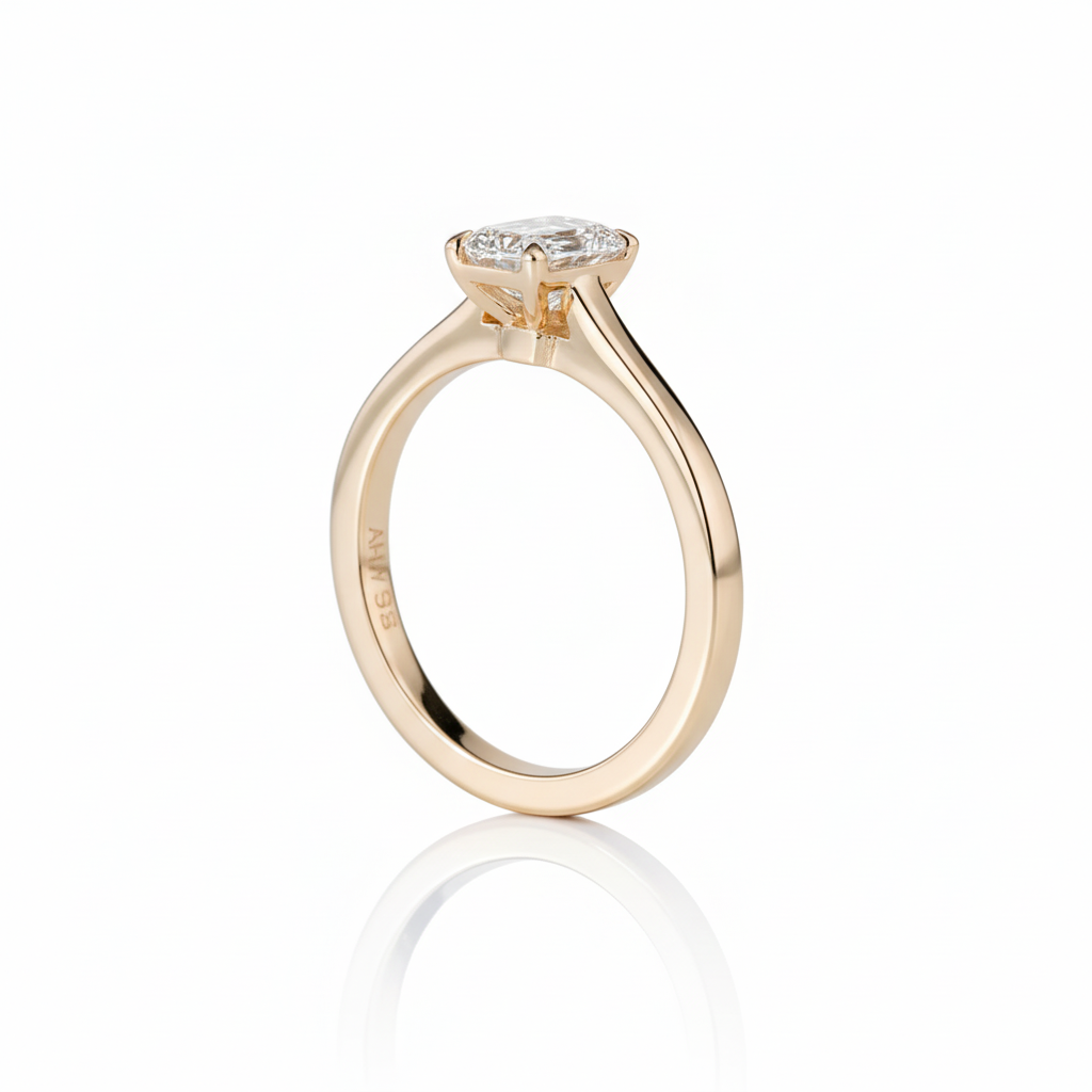 0.8ct Emerald Natural Diamond Solitaire Engagement Ring - PearJewels Australia