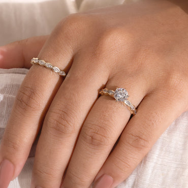 1.00CT Vintage Marquise Lab-Grown Diamond Bridal Ring Set