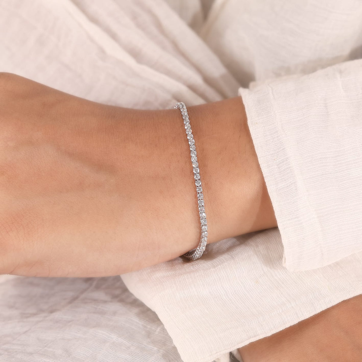 1.80mm Round Brilliant Lab-Grown Diamond Tennis Bracelet