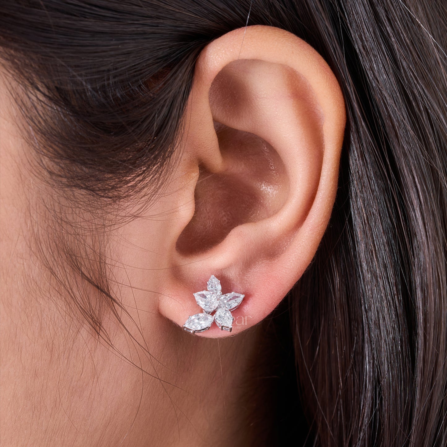Pear & Marquise Lab-Grown Diamond Flower Earrings