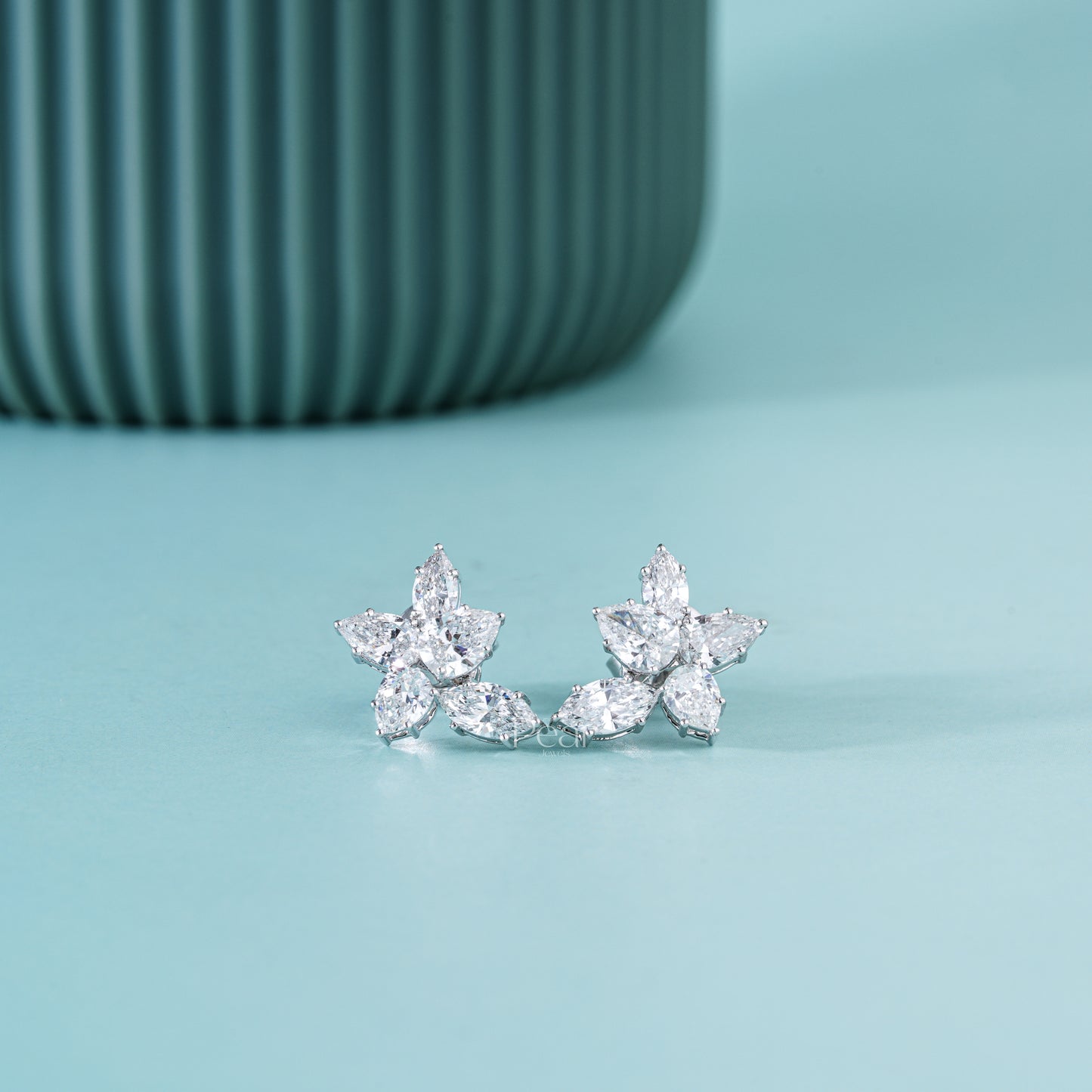 Pear & Marquise Lab-Grown Diamond Flower Earrings