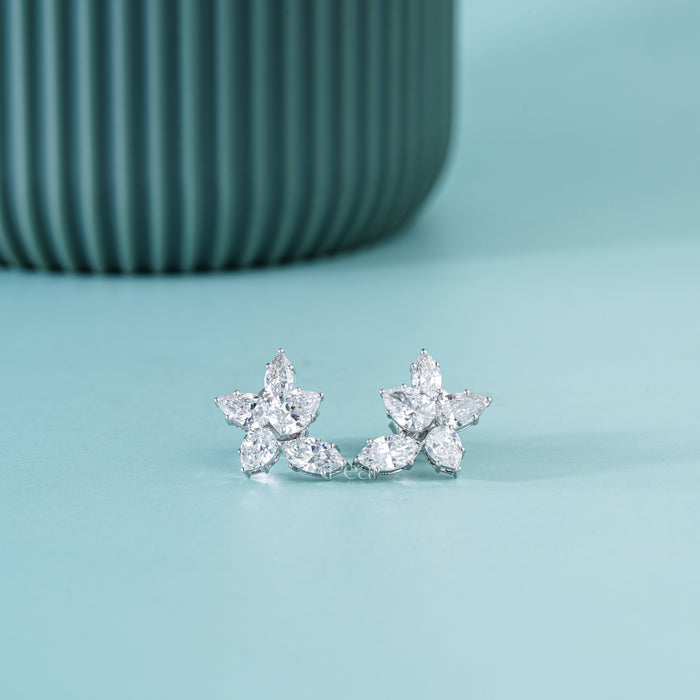 Pear & Marquise Lab-Grown Diamond Flower Stud Earrings