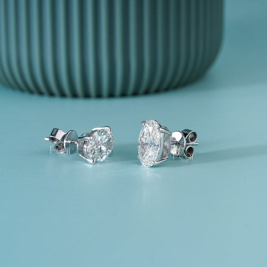 14K Oval Lab-Grown Diamond Stud Earrings – 3.00 TCW, D Colour, VVS2 Clarity