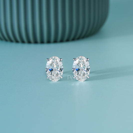 Oval Lab-Grown Diamond Stud Earrings – 3.00 TCW, D Colour, VVS2 Clarity