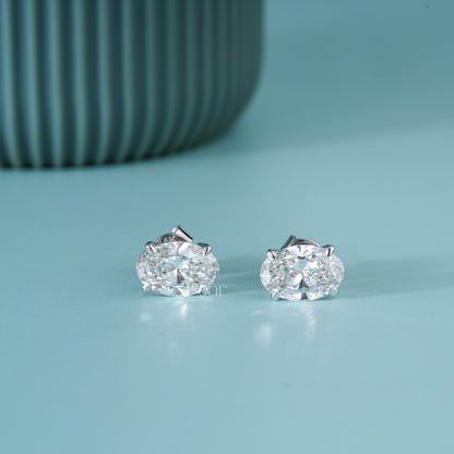 Oval Lab-Grown Diamond Stud Earrings – 3.00 TCW, D Colour, VVS2 Clarity