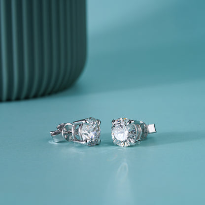 Round Lab-Grown Diamond Stud Earrings – 4.00 TCW, E Colour, VVS2 Clarity