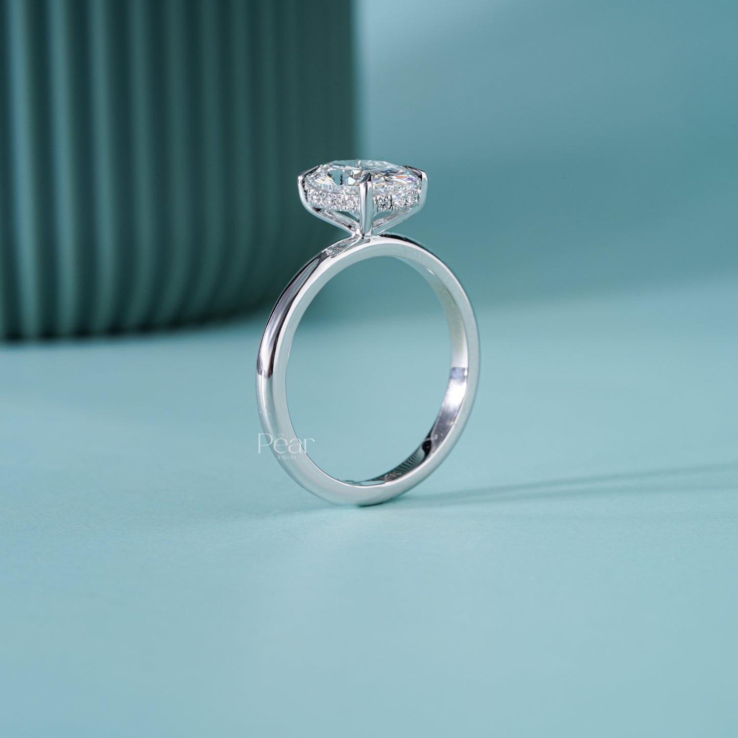 2CT Oval Hidden Halo Lab-Grown Diamond Solitaire Ring