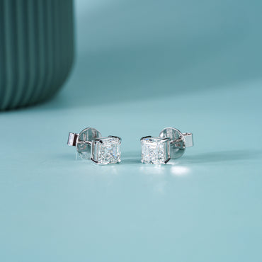 Asscher Lab-Grown Diamond Stud Earrings – 2.00 TCW, D Colour, VVS2 Clarity