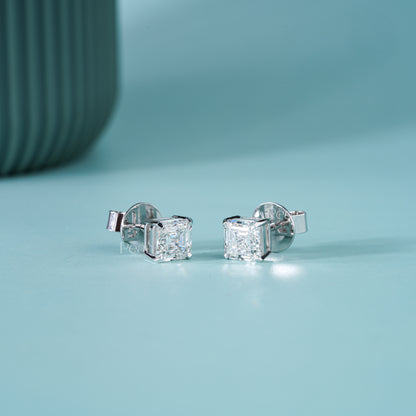 Asscher Lab-Grown Diamond Stud Earrings – 2.00 TCW, D Colour, VVS2 Clarity