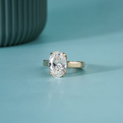 Oval Tulip Prong Pavé Band Cathedral Lab-Grown Diamond Ring – 3.00 CT, E Colour, VVS2