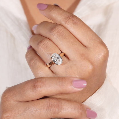 Oval Tulip Prong Pavé Band Cathedral Lab-Grown Diamond Ring – 3.00 CT, E Colour, VVS2