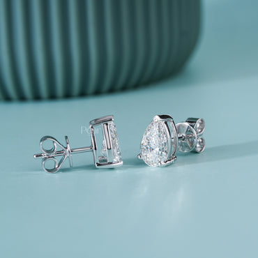Pear Lab-Grown Diamond Stud Earrings – 2.00 TCW, D Colour, VVS2 Clarity