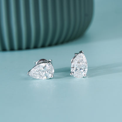 Pear Lab-Grown Diamond Stud Earrings – 2.00 TCW, D Colour, VVS2 Clarity