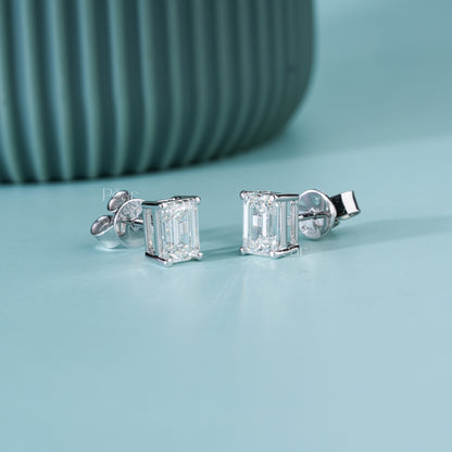 Emerald-Cut Lab-Grown Diamond Stud Earrings – 2TCW