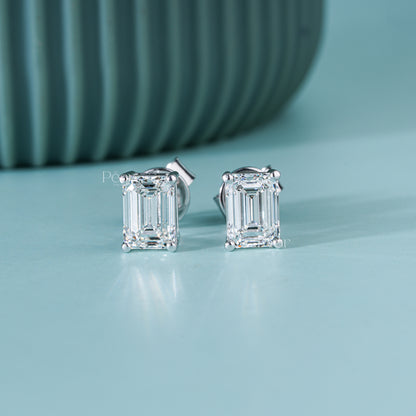Emerald-Cut Lab-Grown Diamond Stud Earrings – 2TCW