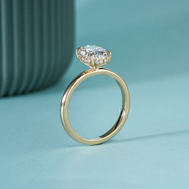 2CT Oval Hidden Halo Lab-Grown Diamond Solitaire Ring - Y