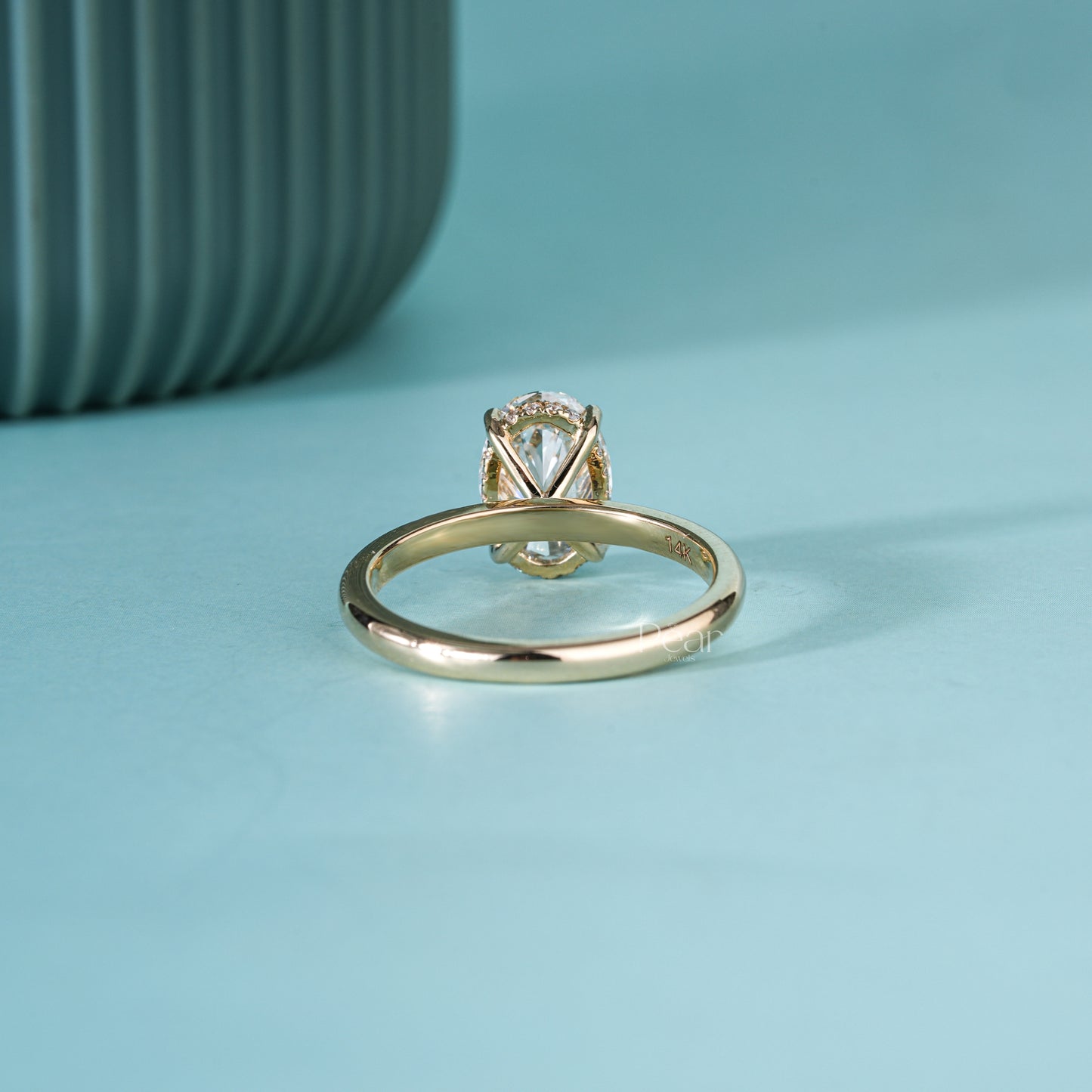 2CT Oval Hidden Halo Lab-Grown Diamond Solitaire Ring - Y