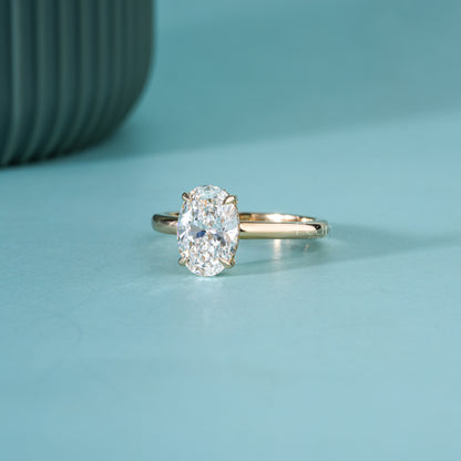 2CT Oval Hidden Halo Lab-Grown Diamond Solitaire Ring - Y