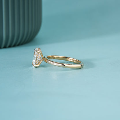 2CT Oval Hidden Halo Lab-Grown Diamond Solitaire Ring