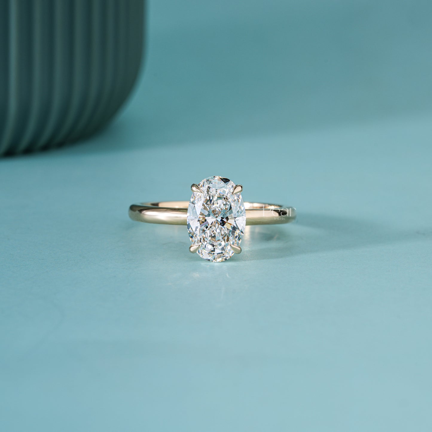 2CT Oval Hidden Halo Lab-Grown Diamond Solitaire Ring