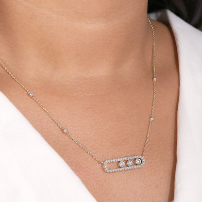Round Brilliant Lab-Grown Diamond Station Chain Necklace