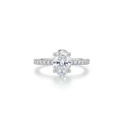 1ct Oval Natural Diamond Engagement Ring With Side Diamonds - PearJewels Australia