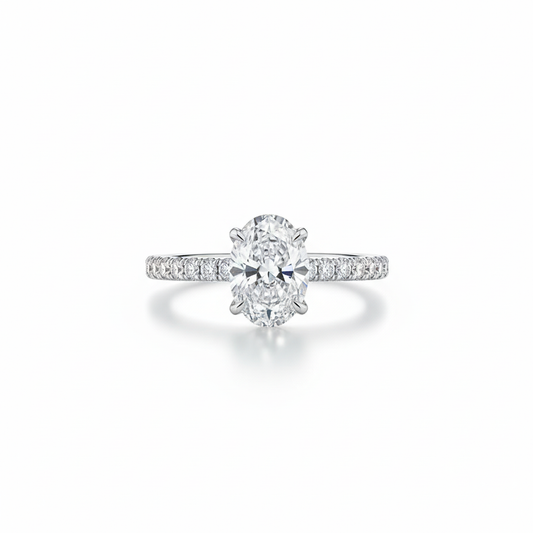 1ct Oval Natural Diamond Engagement Ring With Side Diamonds - PearJewels Australia