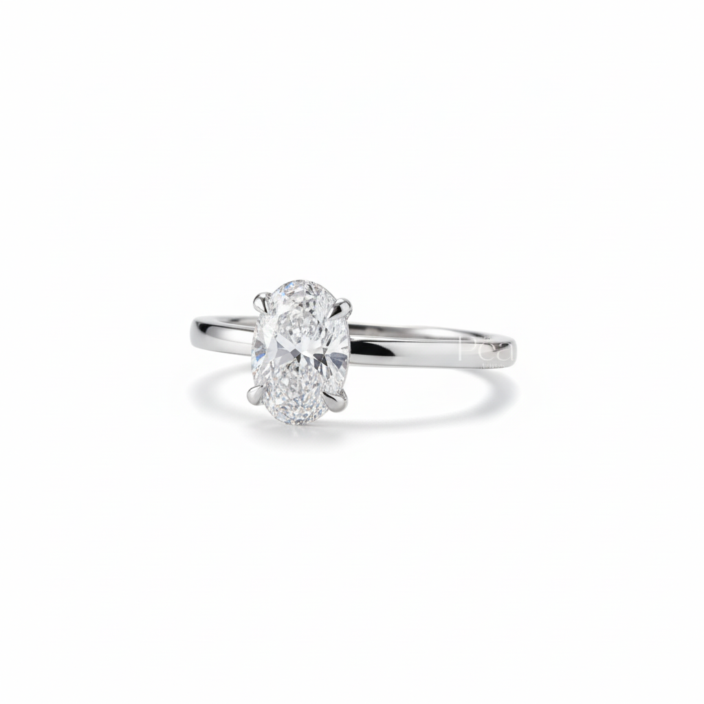 1ct Oval Solitaire Natural Diamond Engagement Ring - PearJewels Australia