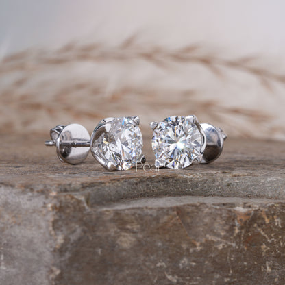 1ct each Solitaire Stud Round Lab grown Diamond Earrings - Pear Jewels