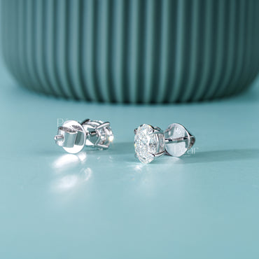Oval Lab-Grown Diamond Stud Earrings – 2.00 TCW, E Colour, VVS2 Clarity