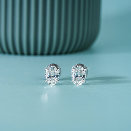 Oval Lab-Grown Diamond Stud Earrings – 2.00 TCW, E Colour, VVS2 Clarity