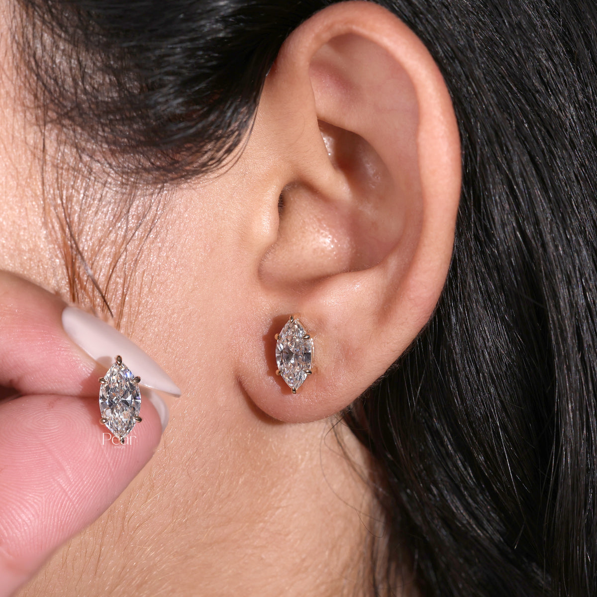 2.00TCW Marquise Lab-Grown Diamond Stud Earrings