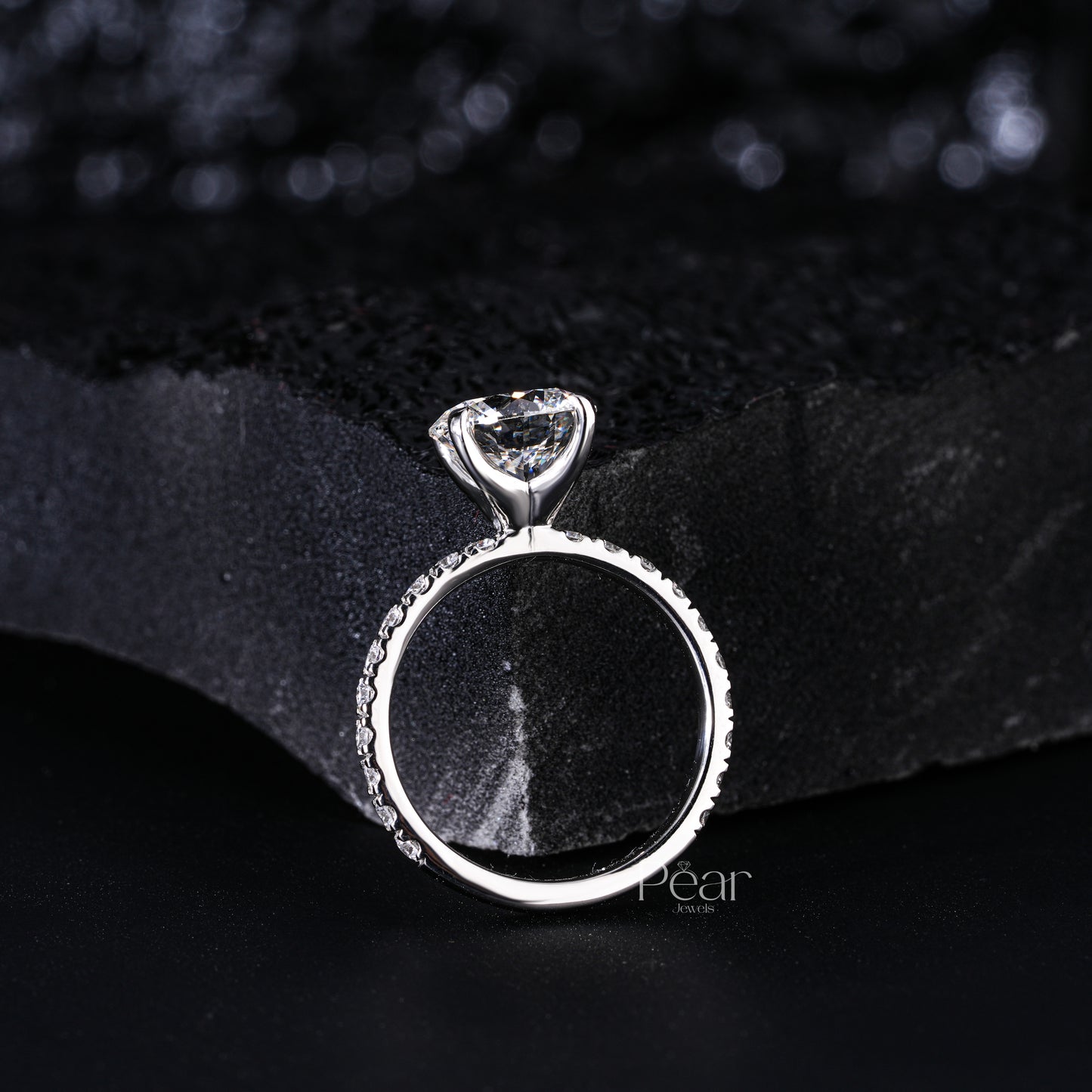 2.0Ct Round Solitaire Labgrown Diamond Engagement Ring - Pear Jewels