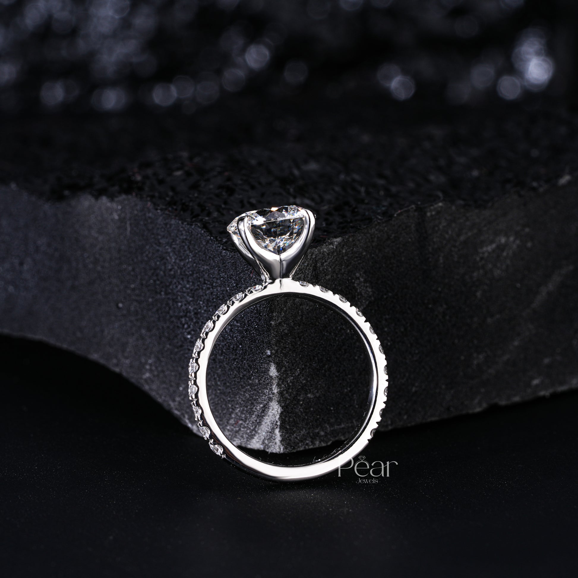 2.0Ct Round Solitaire Labgrown Diamond Engagement Ring - Pear Jewels