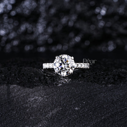 2.0Ct Round Solitaire Labgrown Diamond Engagement Ring - Pear Jewels