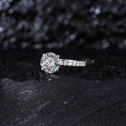 2.0Ct Round Solitaire Labgrown Diamond Engagement Ring - Pear Jewels