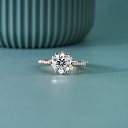 2CT Round Lab-Grown Diamond Heart Prong Engagement Ring IGI Certified