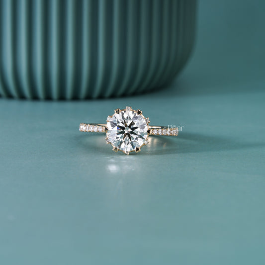 2CT Round Lab-Grown Diamond Heart Prong Engagement Ring IGI Certified