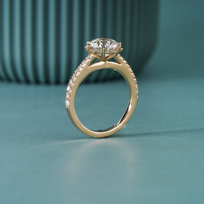 2CT Round Lab-Grown Diamond Heart Prong Engagement Ring IGI Certified