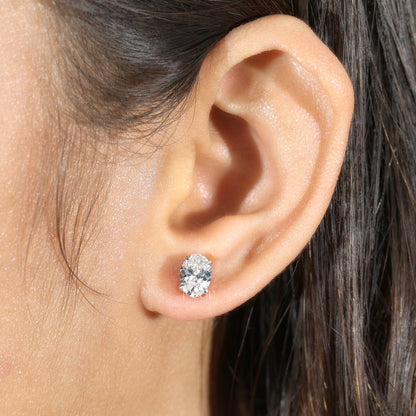 Oval Lab-Grown Diamond Stud Earrings – 2.00 TCW, D Colour, VVS2