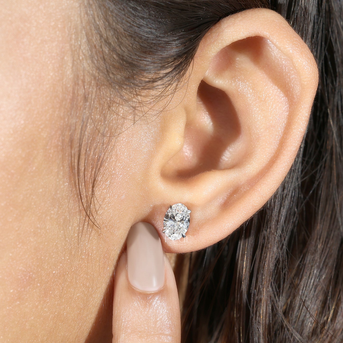 Oval Lab-Grown Diamond Stud Earrings – 2.00 TCW, D Colour, VVS2