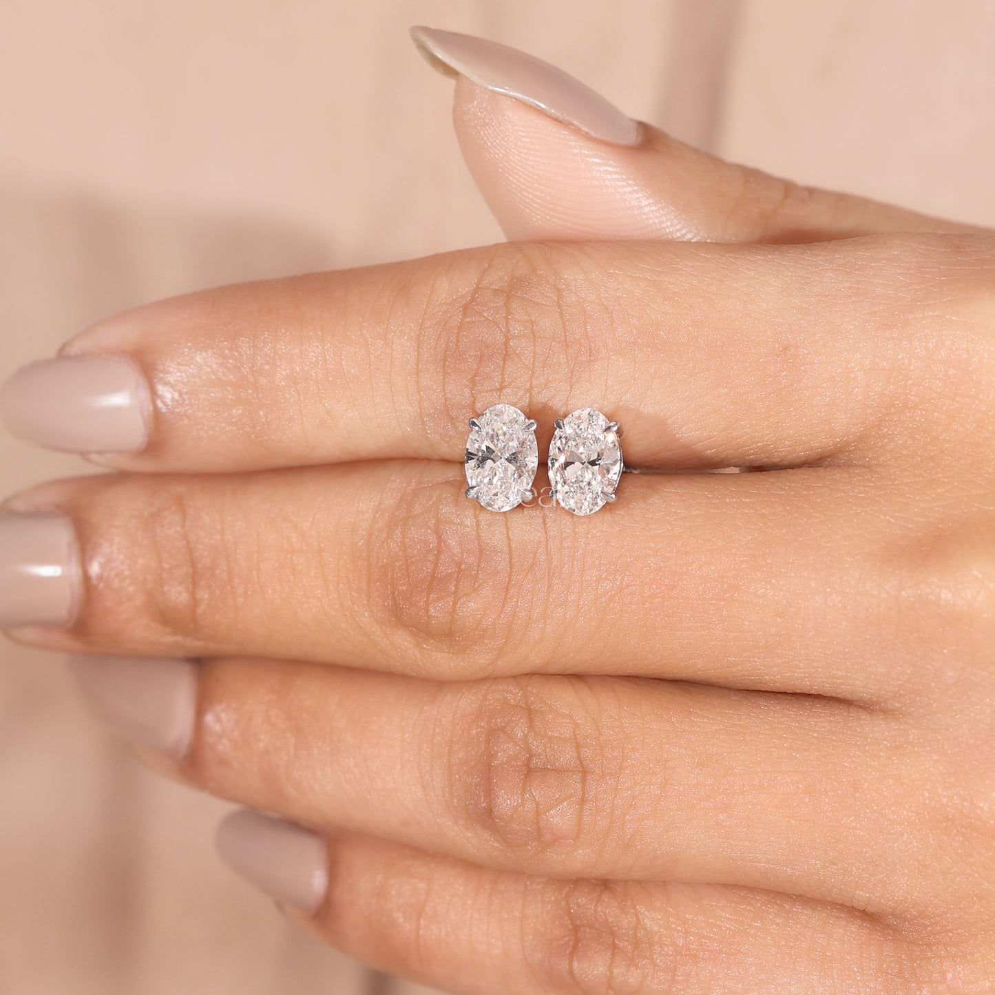 Oval Lab-Grown Diamond Stud Earrings – 2.00 TCW, D Colour, VVS2