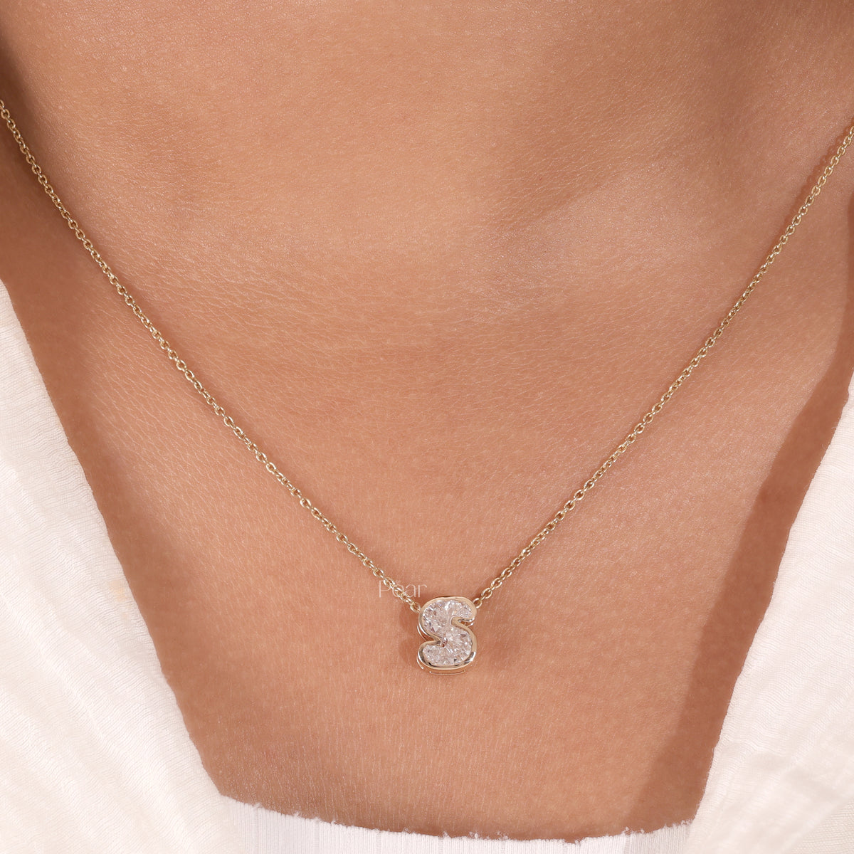 Alphabet Initial Lab-Grown Diamond Letter Pendant Necklace