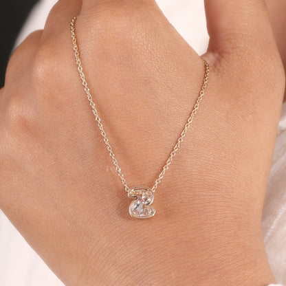 Alphabet Initial Lab-Grown Diamond Letter Pendant Necklace2