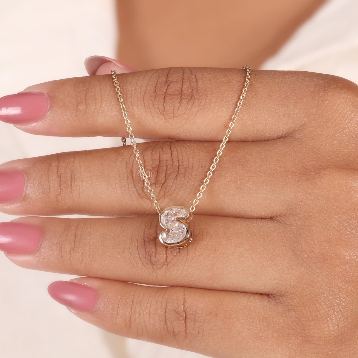 Alphabet Initial Lab-Grown Diamond Letter Pendant Necklace3