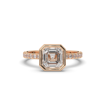 Asscher Bezel Lab-Grown Diamond Engagement Ring - Pear Jewels
