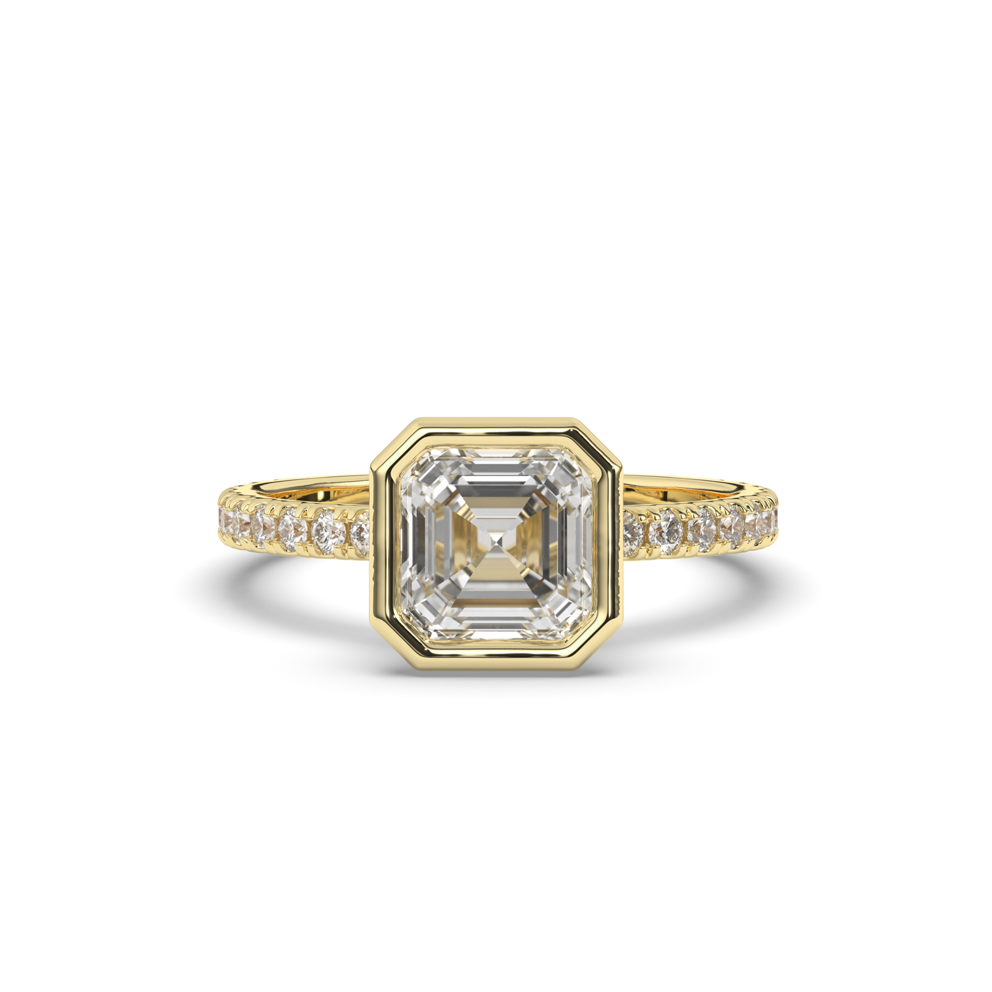 Asscher Bezel Lab-Grown Diamond Engagement Ring - Pear Jewels