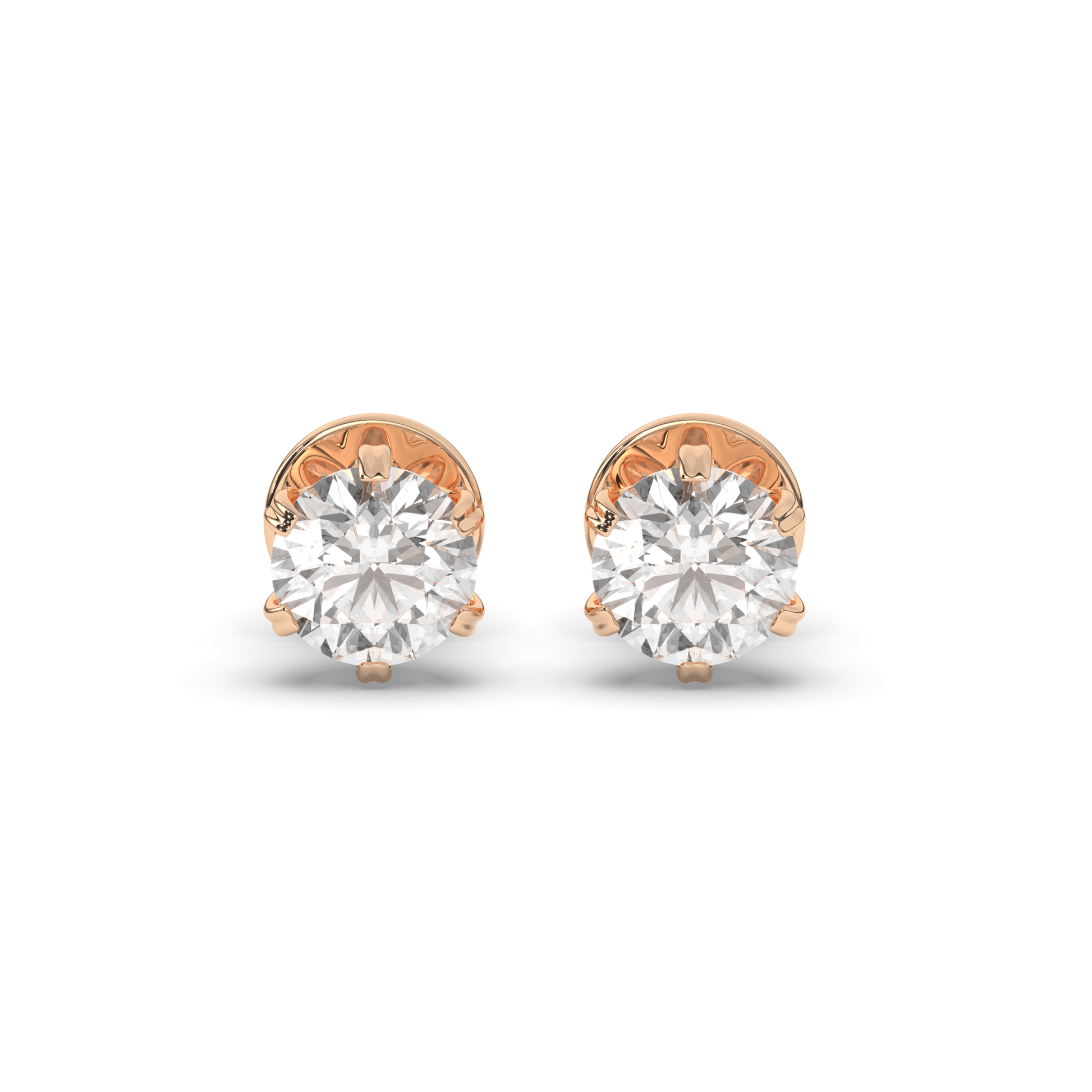 Classic Round Prong-Set Solitaire Lab-Grown Diamond Stud Earrings - Pear Jewels